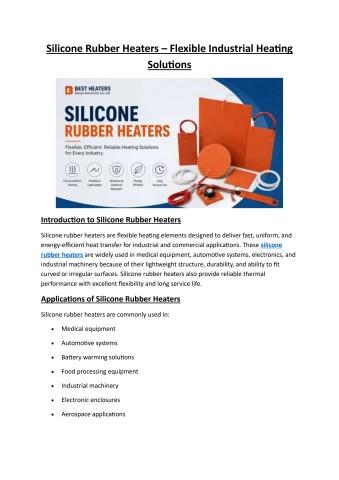 Silicone Rubber Heaters for Industrial Heating | Best Heaters