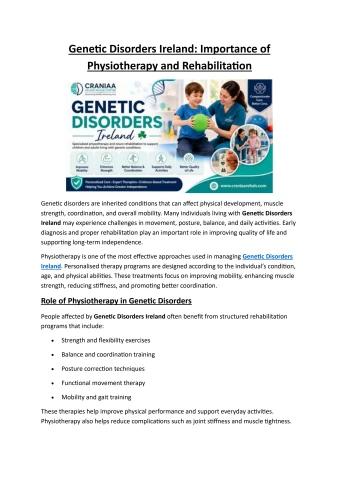 Genetic Disorders Ireland - Craniaa Neuro Rehab Centre