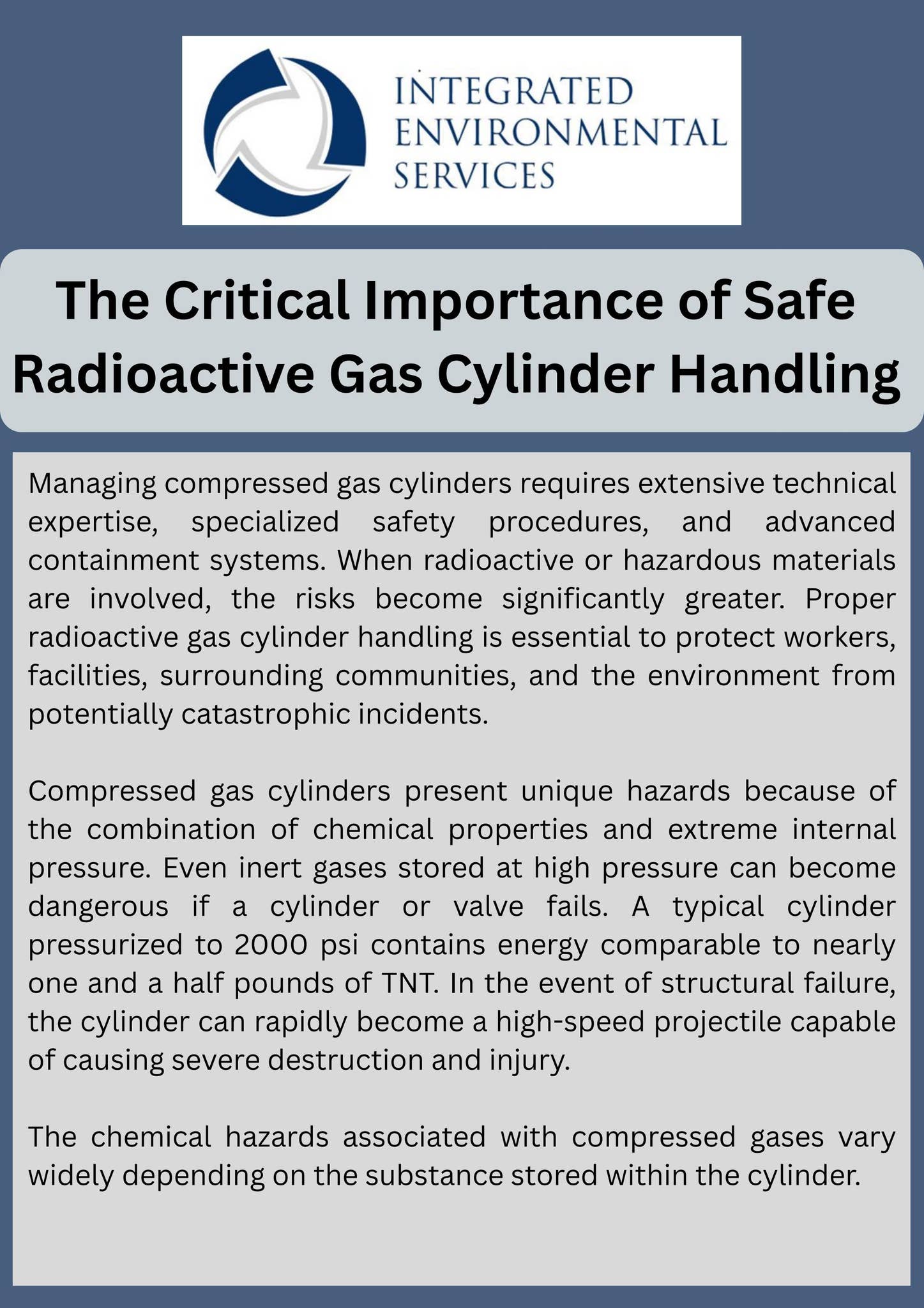 The Critical Importance of Safe Radioactive Gas Cylinder Handling by Integrated Environmental Services - Issuu