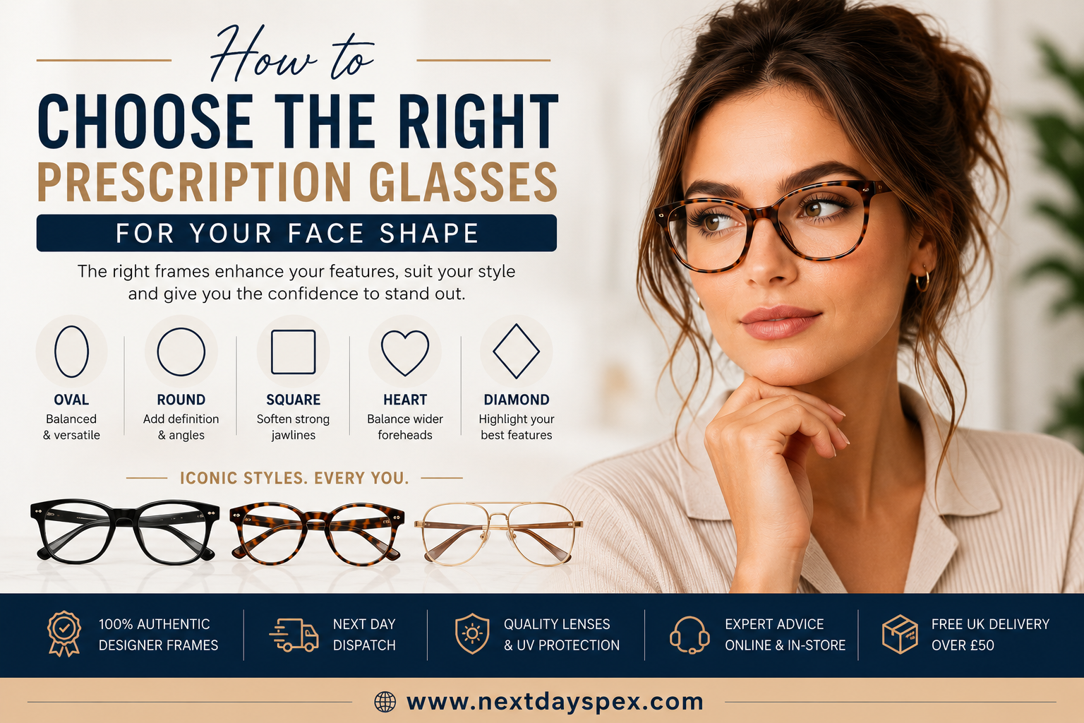 How to Choose the Right Prescription Glasses for Your Face Shape – Next Day Spex