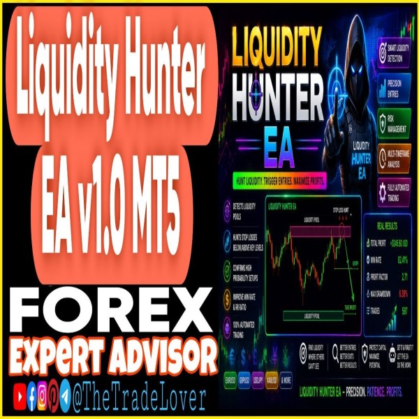 Liquidity Hunter EA v1.0 MT5 (Works on Build 5836) | Forex Robot | MT5 Expert Advisor - The Trade Lovers