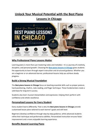 Best Piano Lessons in Chicago | The Art of Piano Playing