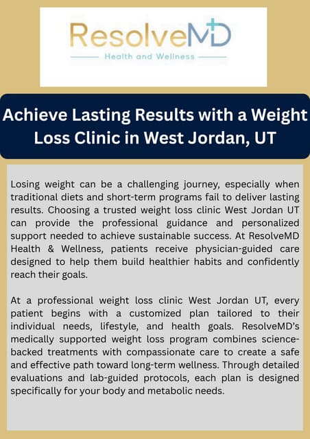 Achieve Lasting Results with a Weight Loss Clinic in West Jordan, UT | PDF