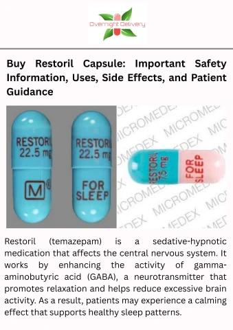 Buy Restoril Capsule: Important Safety Information, Uses, Side Effects, and Patient Guidance