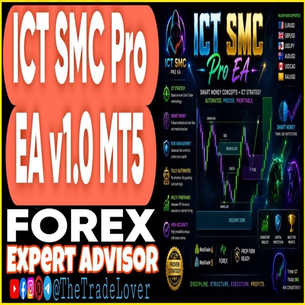 ICT SMC Pro EA v1.0 MT5 (Works on Build 5836) | Forex Robot | MT5 Expert Advisor - The Trade Lovers