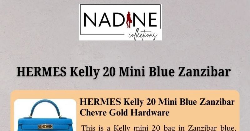 HERMES Kelly 20 Mini Blue Zanzibar