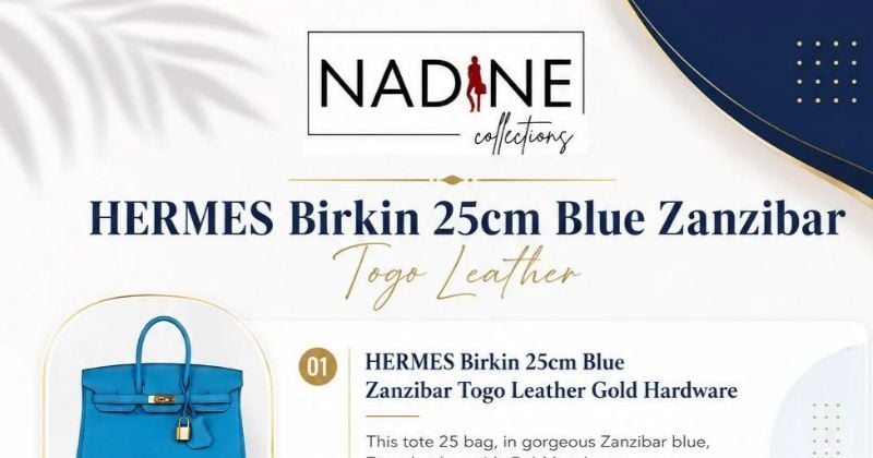 HERMES Birkin 25cm Blue Zanzibar Togo Leather