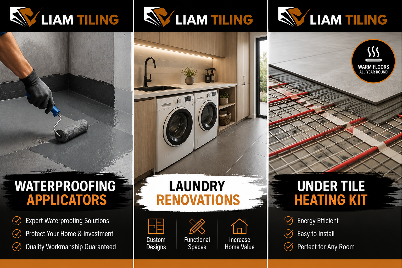 Waterproofing Applicators, Laundry Renovations and Under Tile Heating Kit for Wellington Homes – Liam Tiling