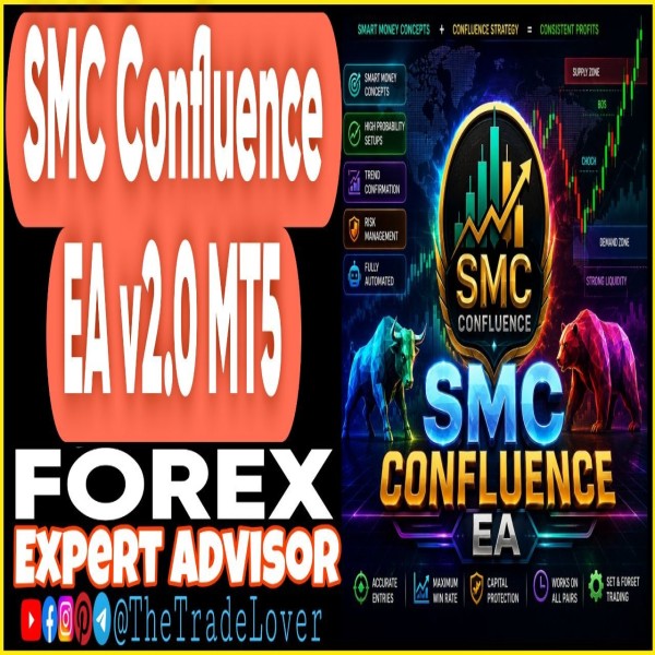 SMC Confluence EA v2.0 MT5 (Works on Build 6061) | Forex Robot | MT5 Expert Advisor - The Trade Lovers