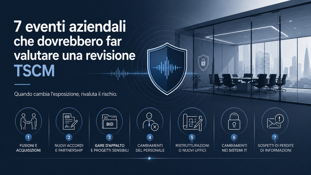 7 eventi aziendali che richiedono una revisione TSCM