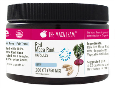 Organic Vegan Raw Red Maca Root Capsules | Red Maca Pills