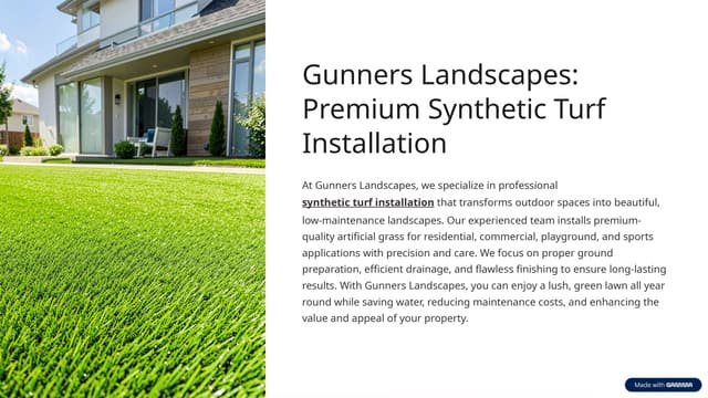 Premium Synthetic Turf Installation Services by Gunners Landscapes in Sydney | PPTX