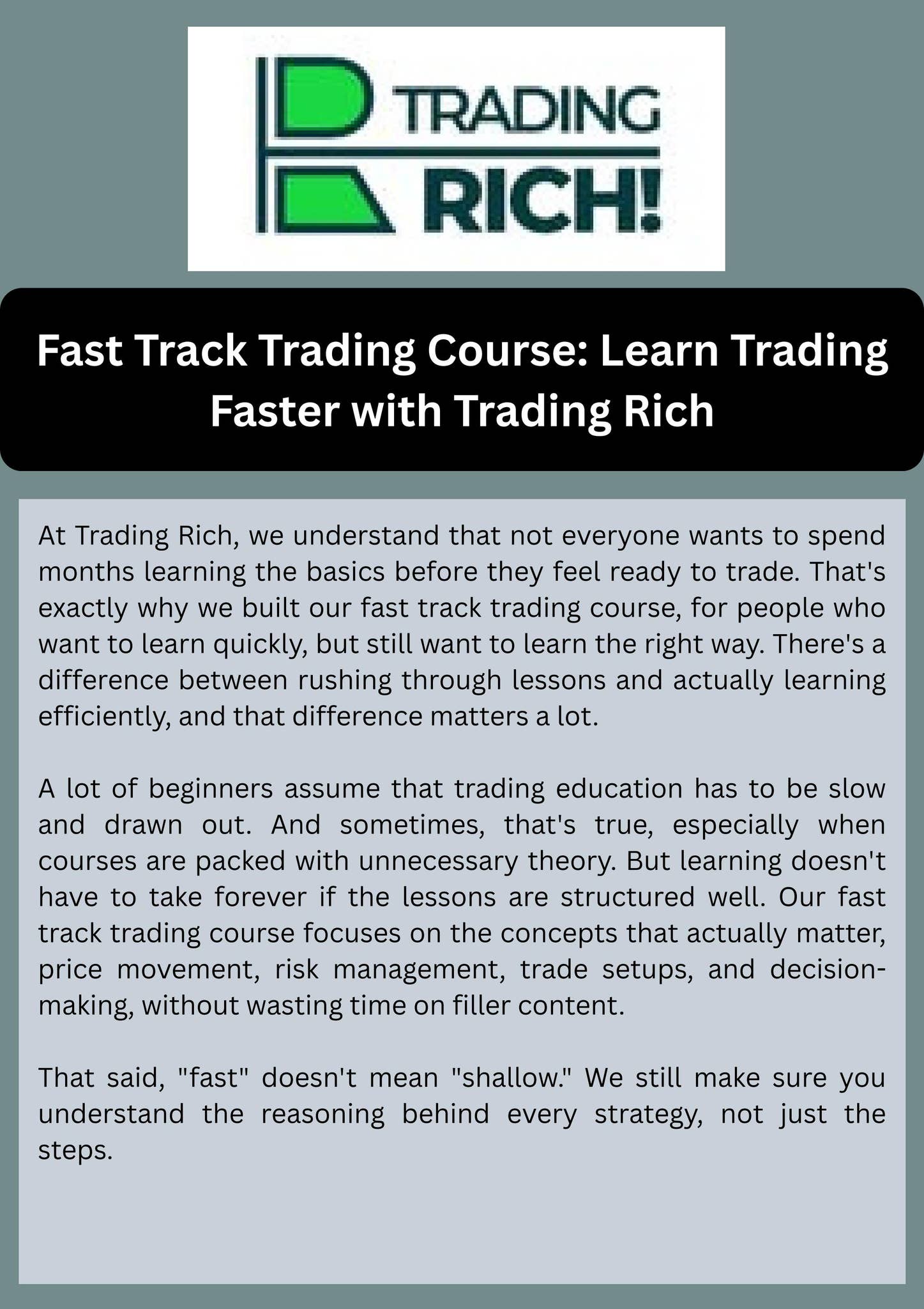 Fast Track Trading Course: Learn Trading Faster with Trading Rich by Trading Rich - Issuu