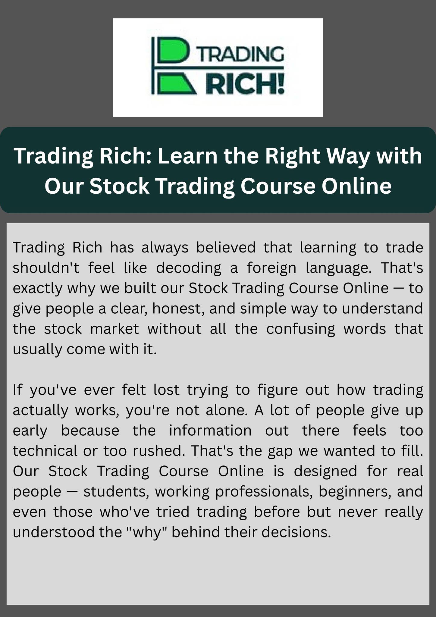 Trading Rich: Learn the Right Way with Our Stock Trading Course Online by Trading Rich - Issuu