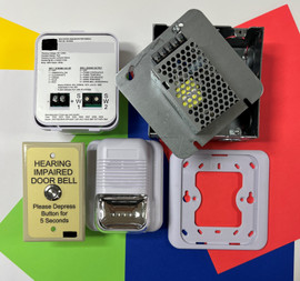 Hard-Wired 24VDC Audio/Visual Doorbell System Kit with Selectable Strobe Colors & Audible Tones