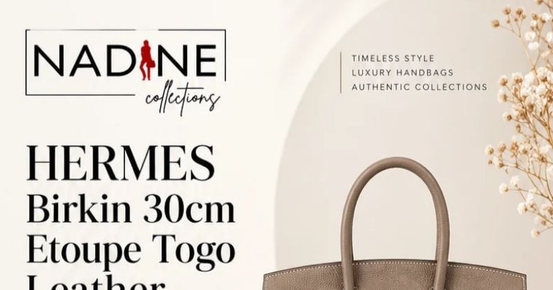 HERMES Birkin 30cm Etoupe Togo Leather
