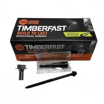 TIMBERFAST M6 x 100mm Black Hex Head Structural Screws for Wood, 50 Pack | Heavy Duty Landscaping Wood Screws, 1000h Salt Spray Protection, Durable Ruspert Finish, Sleeper Screws, Hex Drill Bit : Amazon.co.uk: DIY & Tools