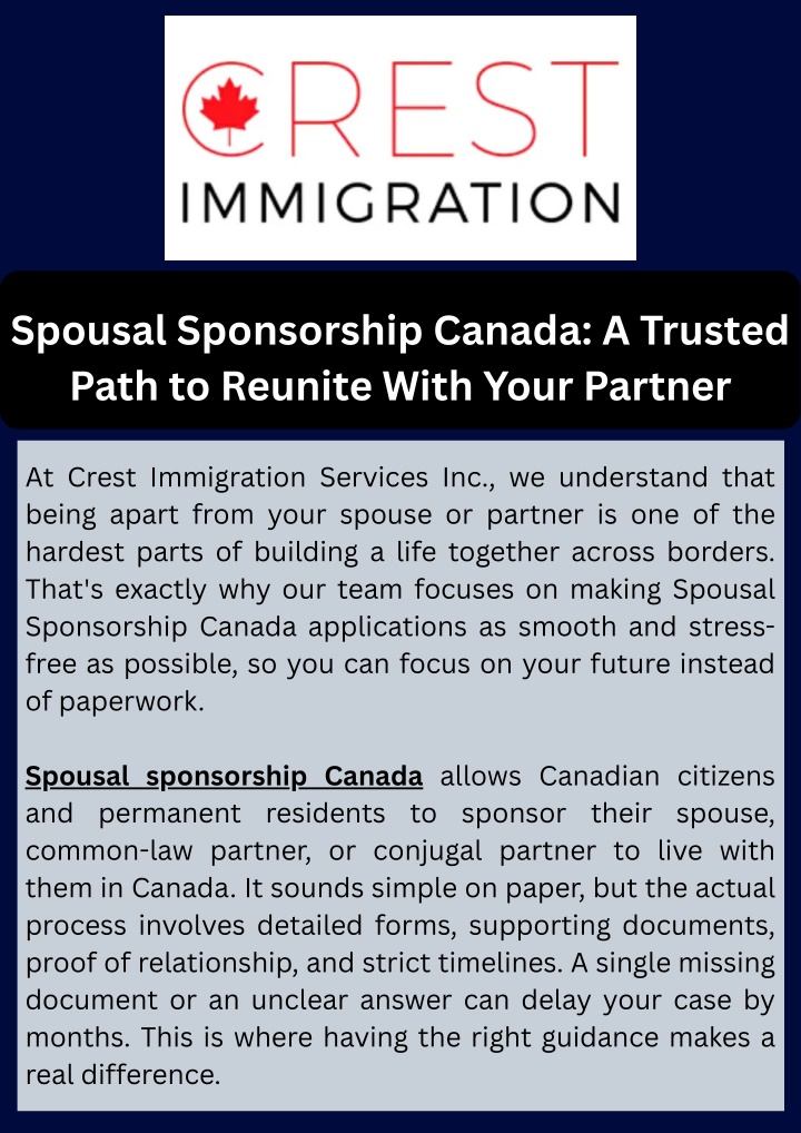 PPT - Spousal Sponsorship Canada: A Trusted Path to Reunite With Your Partner PowerPoint Presentation - ID:14918582