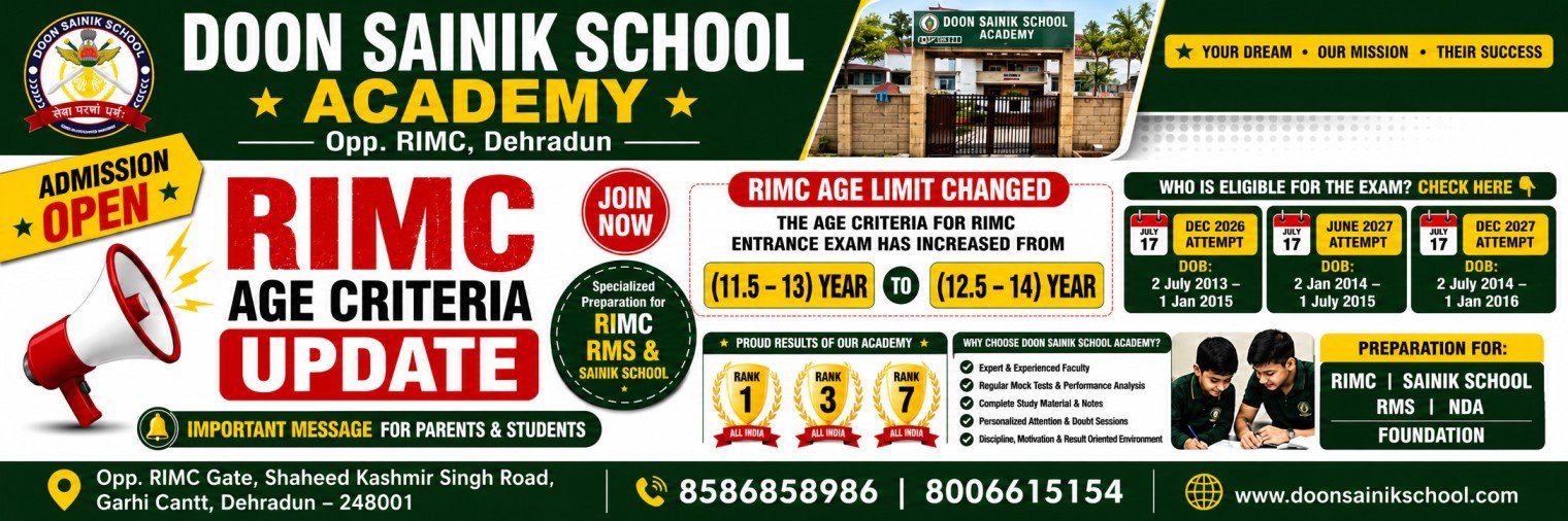 RIMC Age Criteria Updated 2026–27: Complete Guide for Parents & Students - Doon Sainik Academy