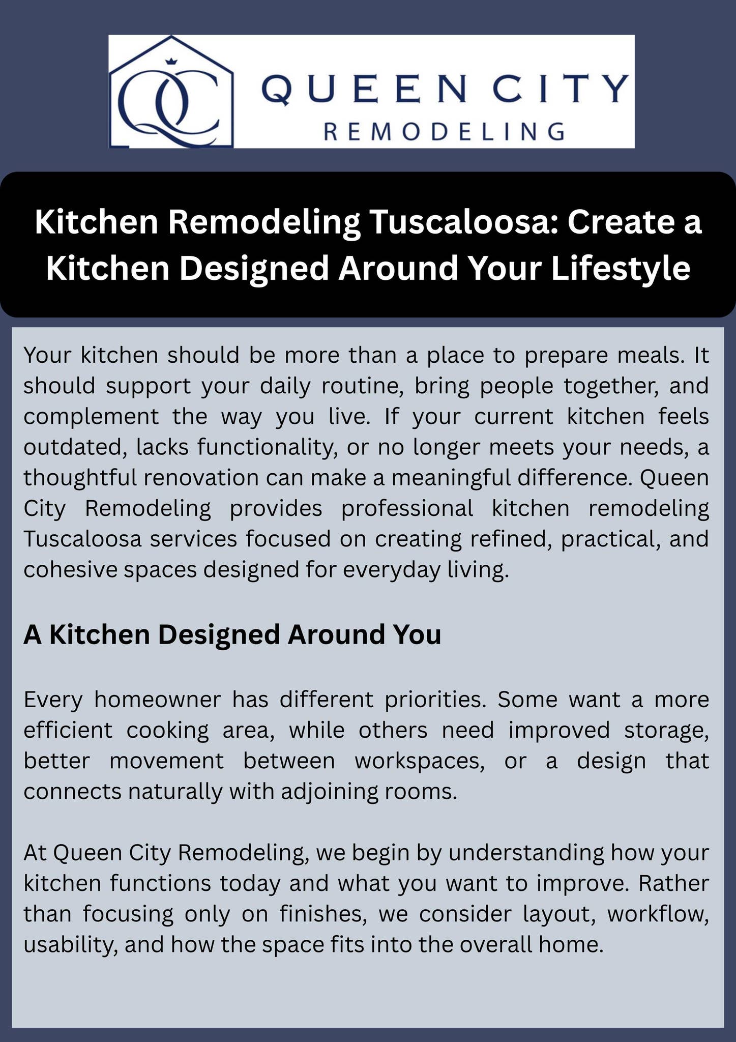 Kitchen Remodeling Tuscaloosa Create a Kitchen Designed Around Your Lifestyle by Queen City Remodeling - Issuu